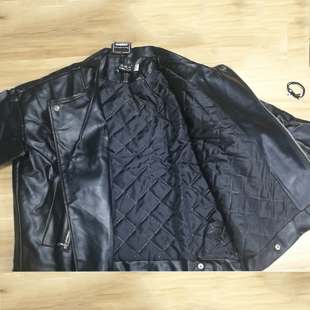 2026 New Arrival Women Autumn Winter Leather Jacket Oversized Boyfriend Korean Style Female Faux Coat Outwear Black