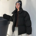 Korean Style 2026 Winter Jacket Women Stand Collar Solid Black White Female Down Coat Loose Oversized Womens Short Parka