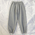 Winter Women Harem Pants Stripes Embroidery Gray Black Fleece Pants Bottom