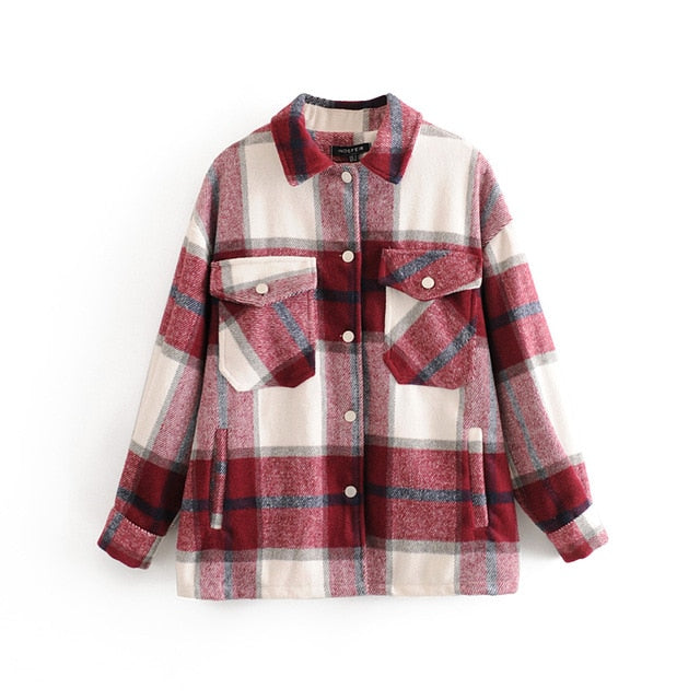 2020 Winter Women green plaid Long Coat Jacket Casual High Quality Warm Overcoat Fashion Long Coats 3H04