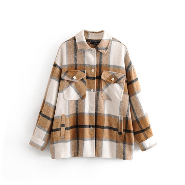 2020 Winter Women green plaid Long Coat Jacket Casual High Quality Warm Overcoat Fashion Long Coats 3H04