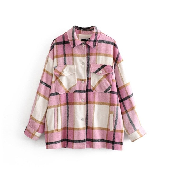 2020 Winter Women green plaid Long Coat Jacket Casual High Quality Warm Overcoat Fashion Long Coats 3H04