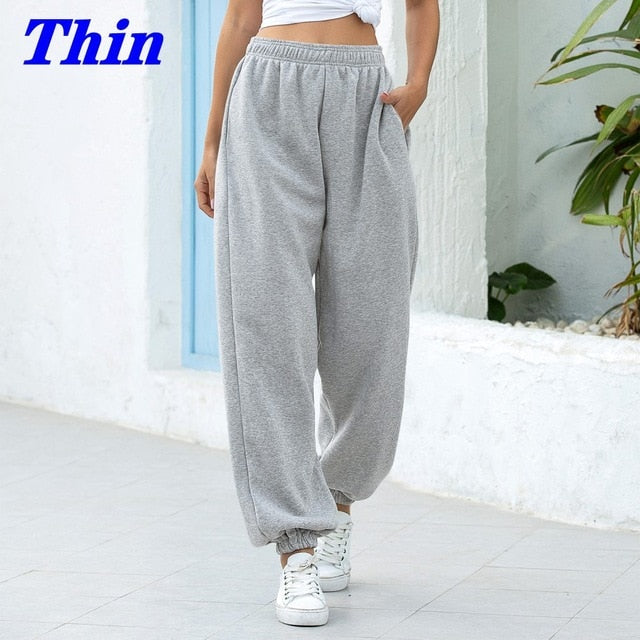 2020 Sweatpants Women Baggy Gray Sports Pants Joggers Women Wide Leg Oversized Streetwear High Waisted Trousers Women