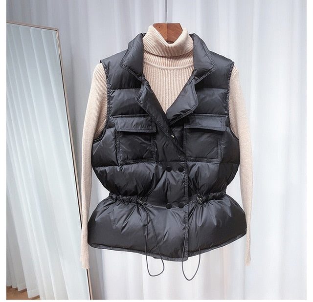 2020 New Ultra Light Down Vest Women Short Vest Windproof Lightweight Warm Waistcoat Female White Duck Down Down Coat Sleeveless