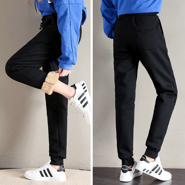 Women Winter Thick Lambskin Cashmere Pants Warm Female Casual Cotton Pants Loose Harlan Long Trousers Plus Size S-5XL 3XL 4XL