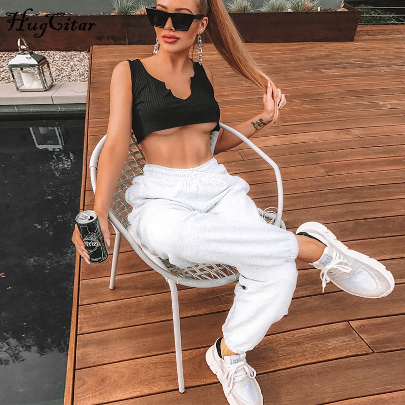 Cotton High Waist Losse Baggy Cargo Pants 2019 Autumn Winter Fitness Trousers Streetwear Outfits